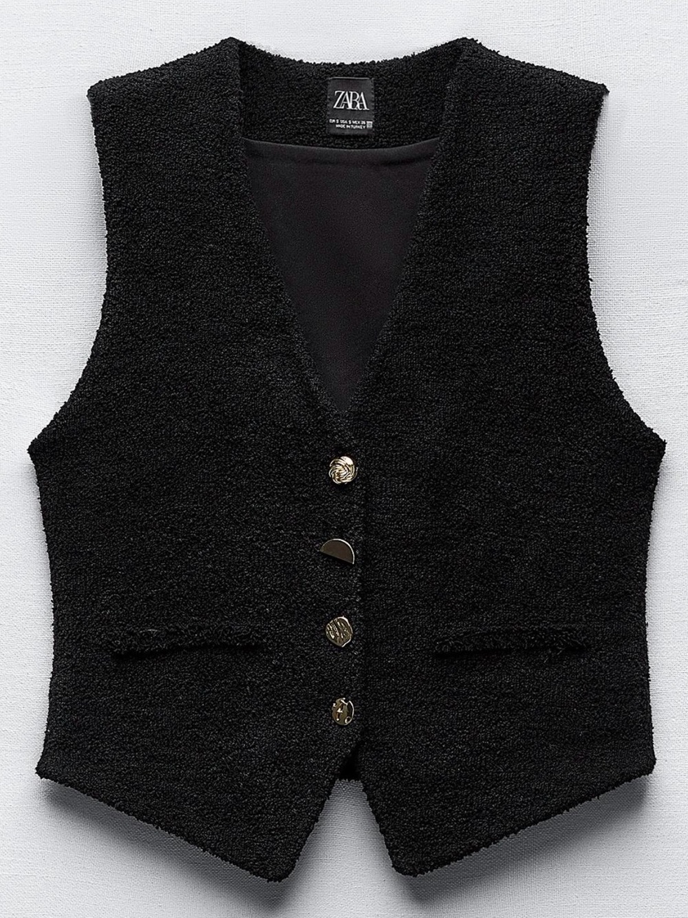 Zara Black Bouclé Vest - size small NWT